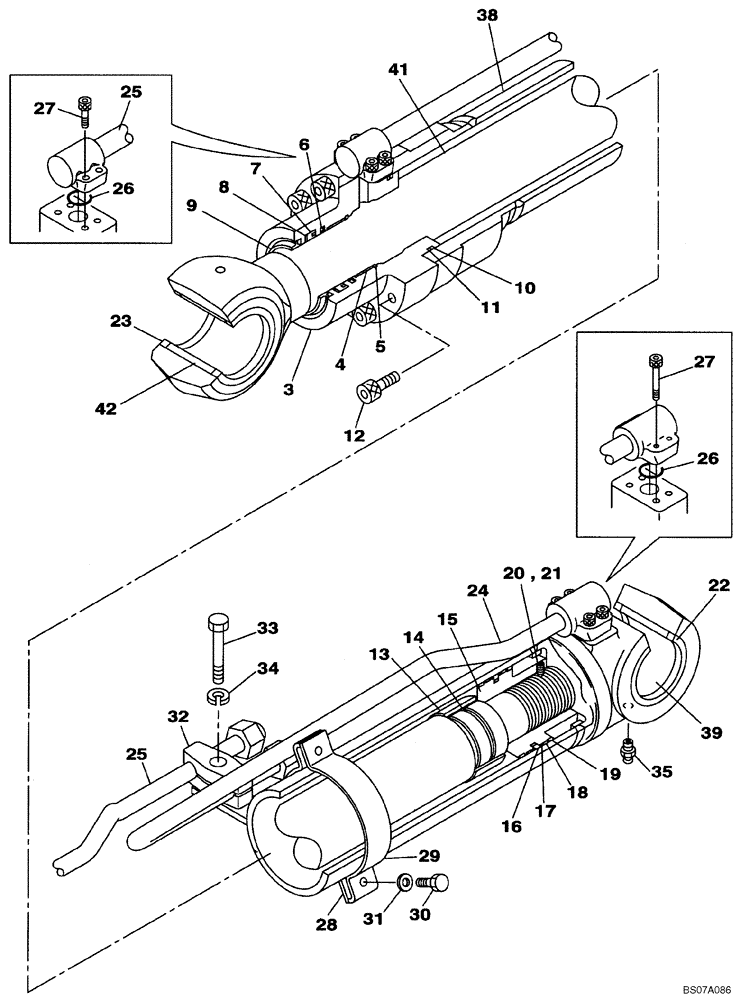 Схема запчастей Case CX160B - (08-84) - CYLINDER ASSY, BOOM, LEFT HAND (08) - HYDRAULICS