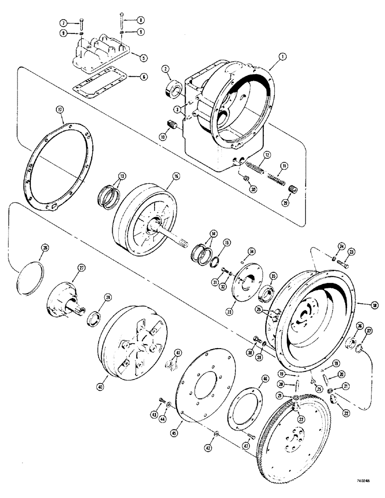 Схема запчастей Case 680CK - (068) - TRANSMISSION, TORQUE CONVERTER HOUSING AND PUMP (21) - TRANSMISSION