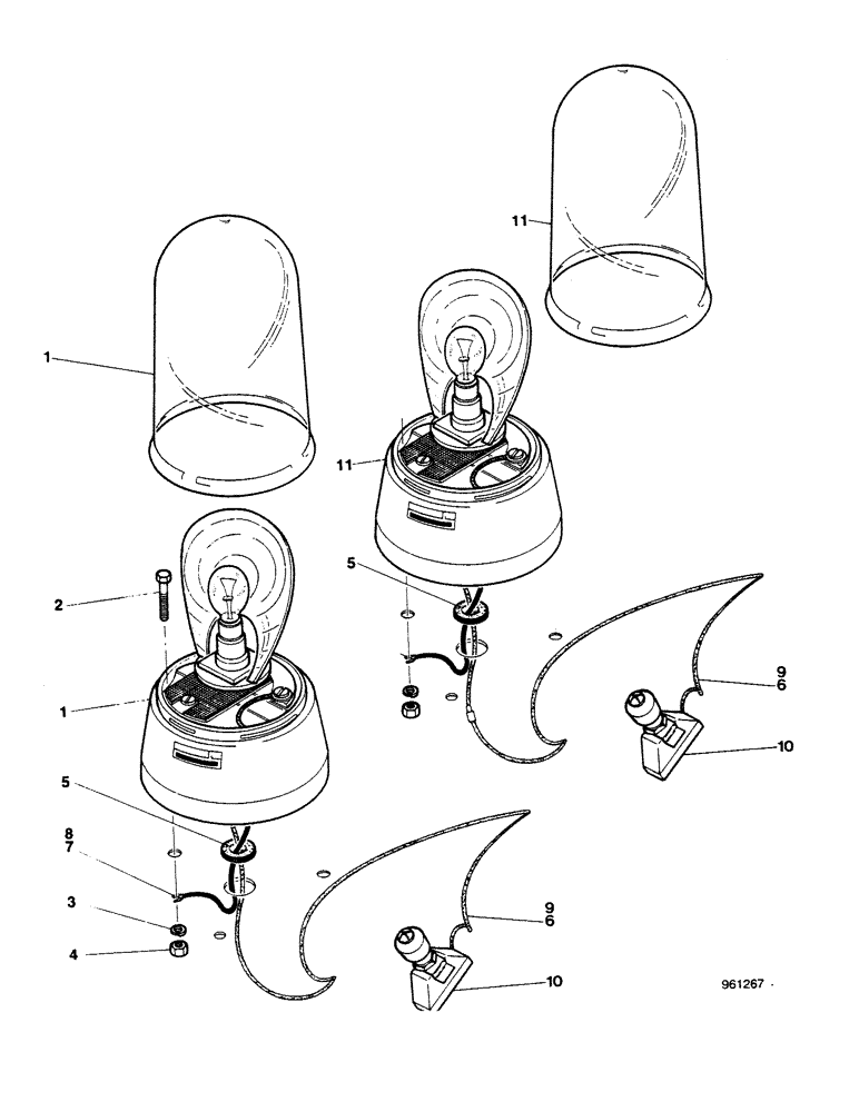 Схема запчастей Case 580G - (100) - ROTATING BEACON AND CIRCUIT UP TO NO. 3.808.596 (04) - ELECTRICAL SYSTEMS