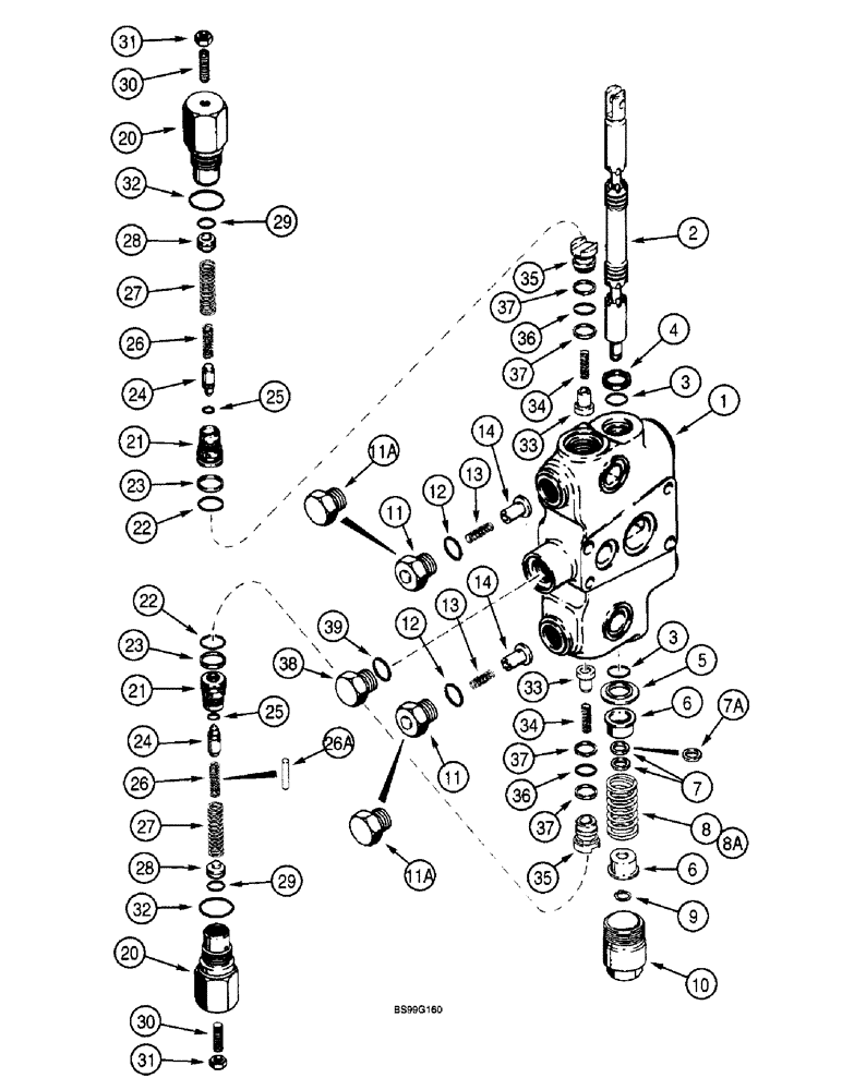 Схема запчастей Case 580L - (8-106) - BACKHOE CONTROL VALVE, SWING SECTIONS (08) - HYDRAULICS