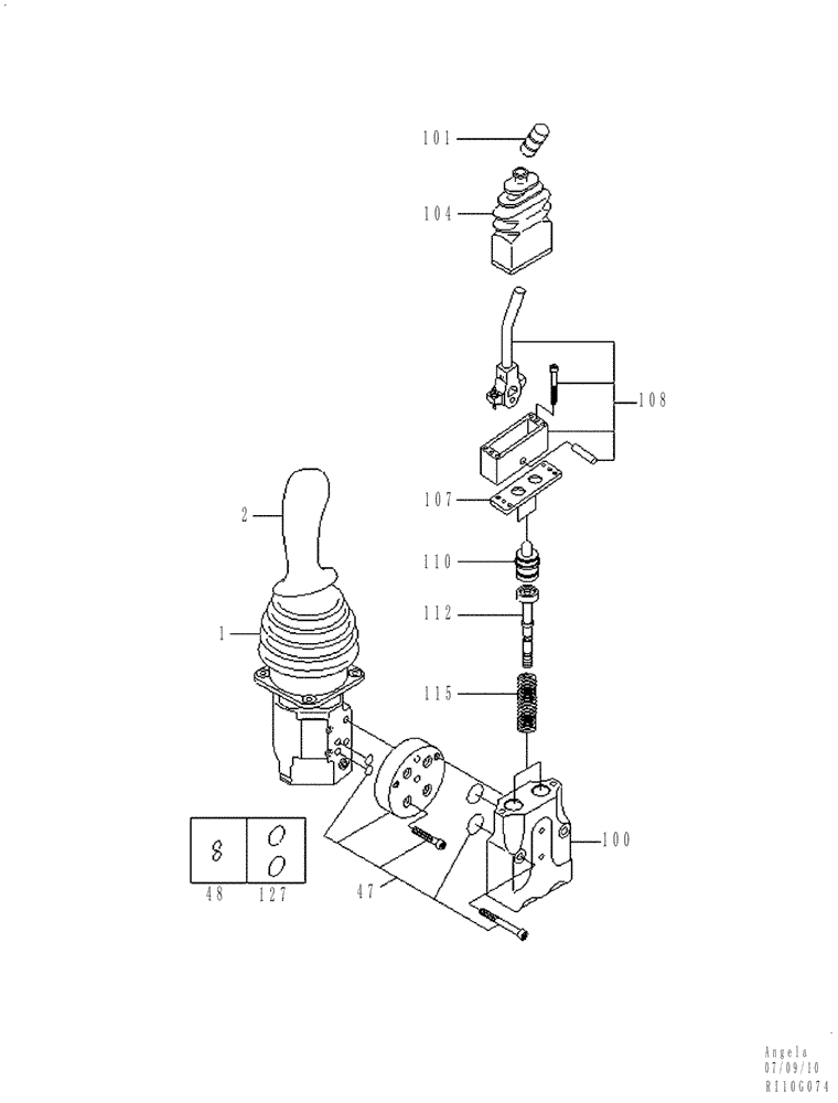 Схема запчастей Case 1221E - (08-17[01]) - HYDRAULICS - REMOTE CONTRL LEVER (3) SPOOL (87700408) (08) - HYDRAULICS
