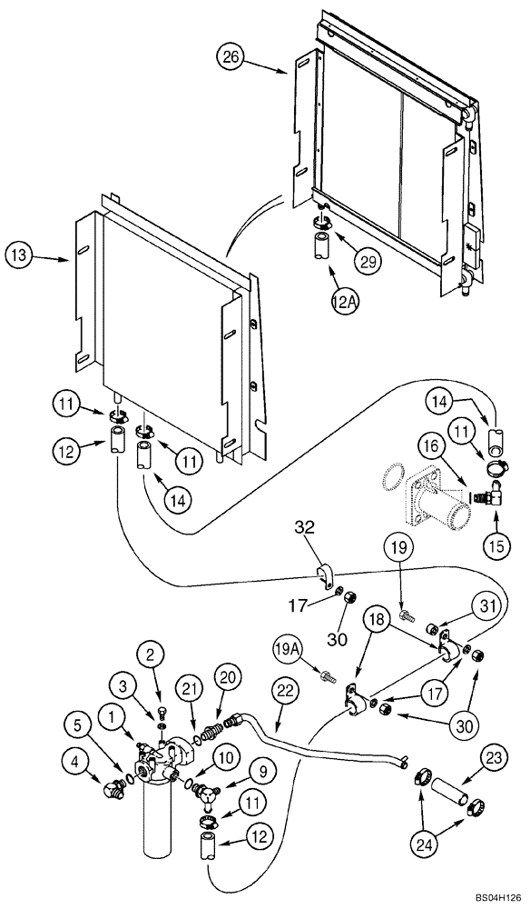 Схема запчастей Case 570MXT - (08-02) - HYDRAULICS - COOLER, RETURN LINES AND FILTER (08) - HYDRAULICS