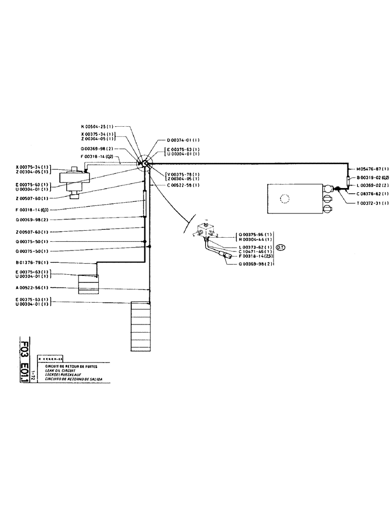 Схема запчастей Case TC45 - (055) - LEAK OIL CIRCUIT 