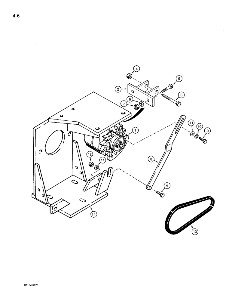Схема запчастей Case 360 - (4-06) - ALTERNATOR MOUNTING - WISCONSIN GASOLINE ENGINE MODELS, P.I.N. 1256193 AND AFTER (04) - ELECTRICAL SYSTEMS