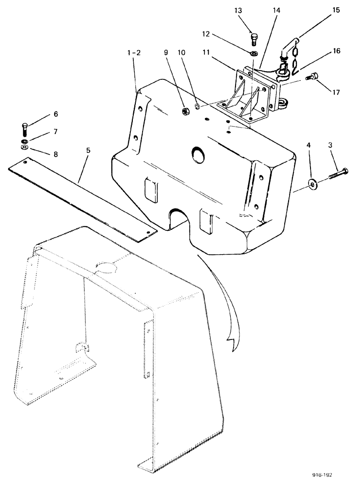 Схема запчастей Case 580F - (342) - FRONT COUNTEWEIGHTS (90) - PLATFORM, CAB, BODYWORK AND DECALS