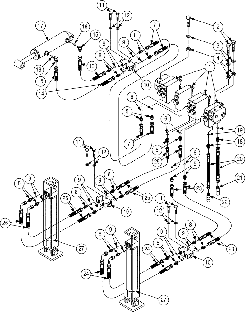 Схема запчастей Case 6010 - (08-04) - HYDRAULICS - BOOM TILT AND REAR STABILIZERS (35) - HYDRAULIC SYSTEMS