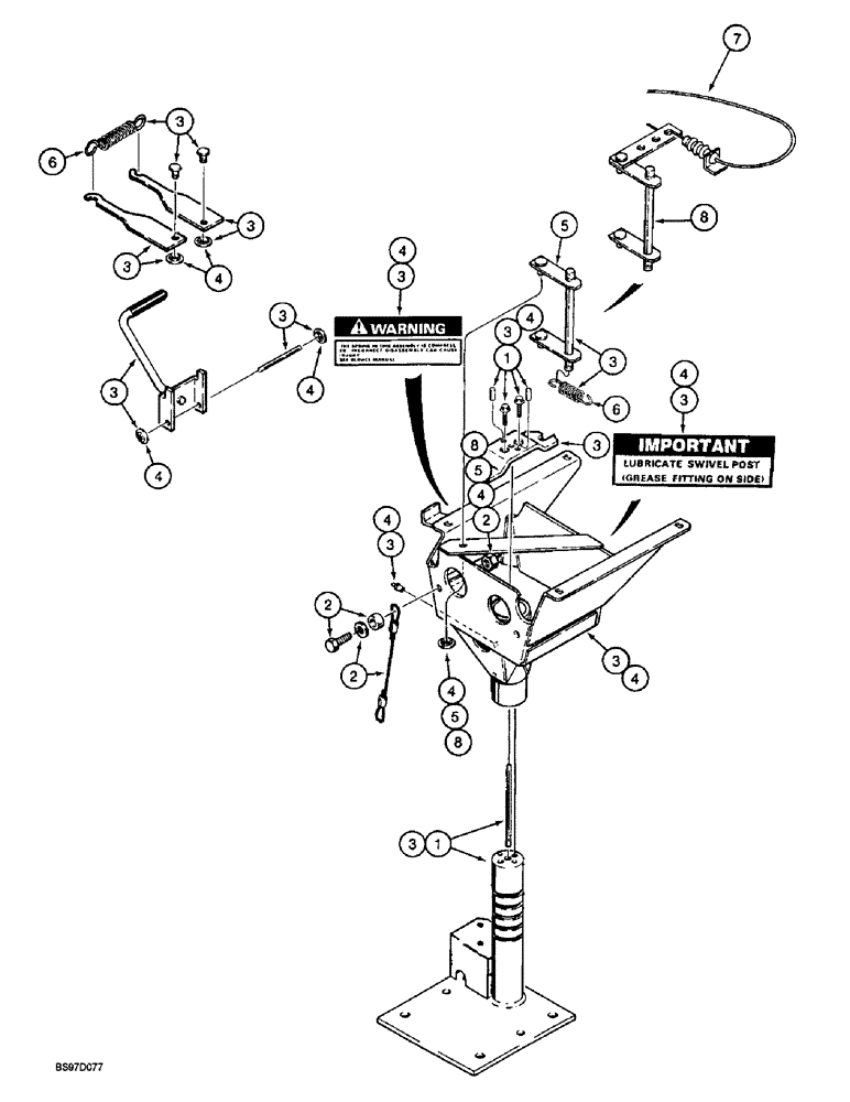 Схема запчастей Case 580L - (9-106) - STANDARD SEAT SUPPORT AND PEDESTAL, 580L MODELS (09) - CHASSIS/ATTACHMENTS