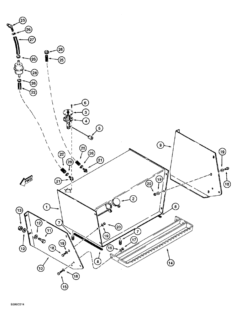 Схема запчастей Case 860 - (3-03A) - FUEL TANK AND LINES USED ON MODELS WITH 4T-390 EMISSIONS CERTIFIED ENGINE (03) - FUEL SYSTEM