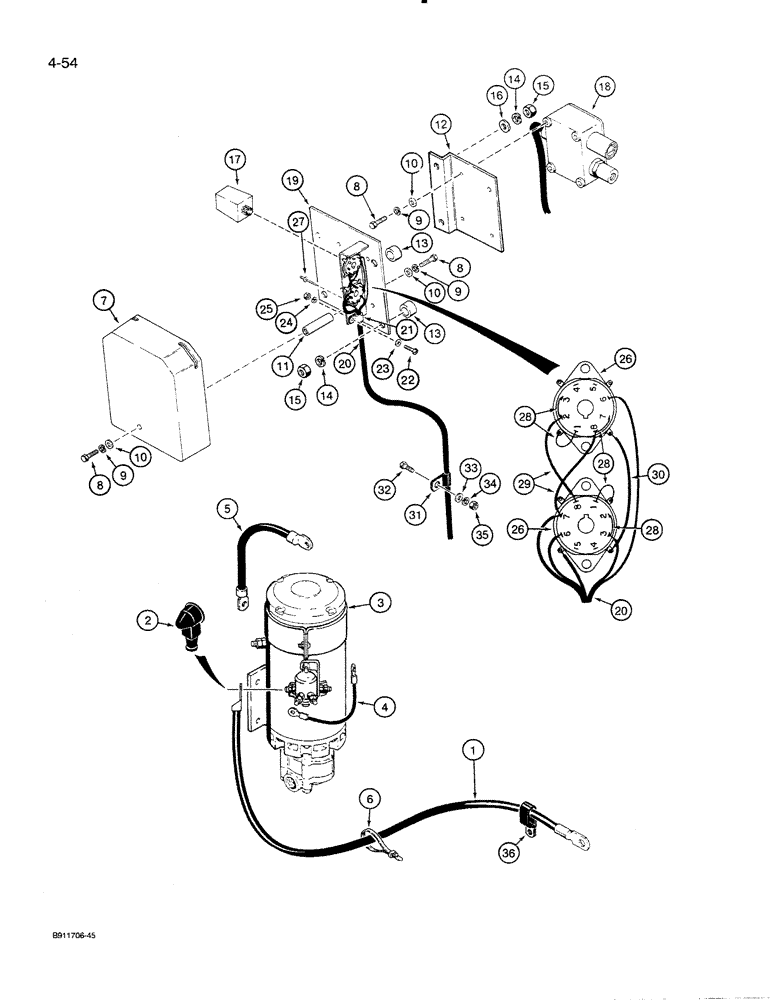 Схема запчастей Case 821 - (4-054) - AUXILIARY STEERING ELECTRICAL CIRCUIT, P.I.N. JAK0024165 AND AFTER (04) - ELECTRICAL SYSTEMS
