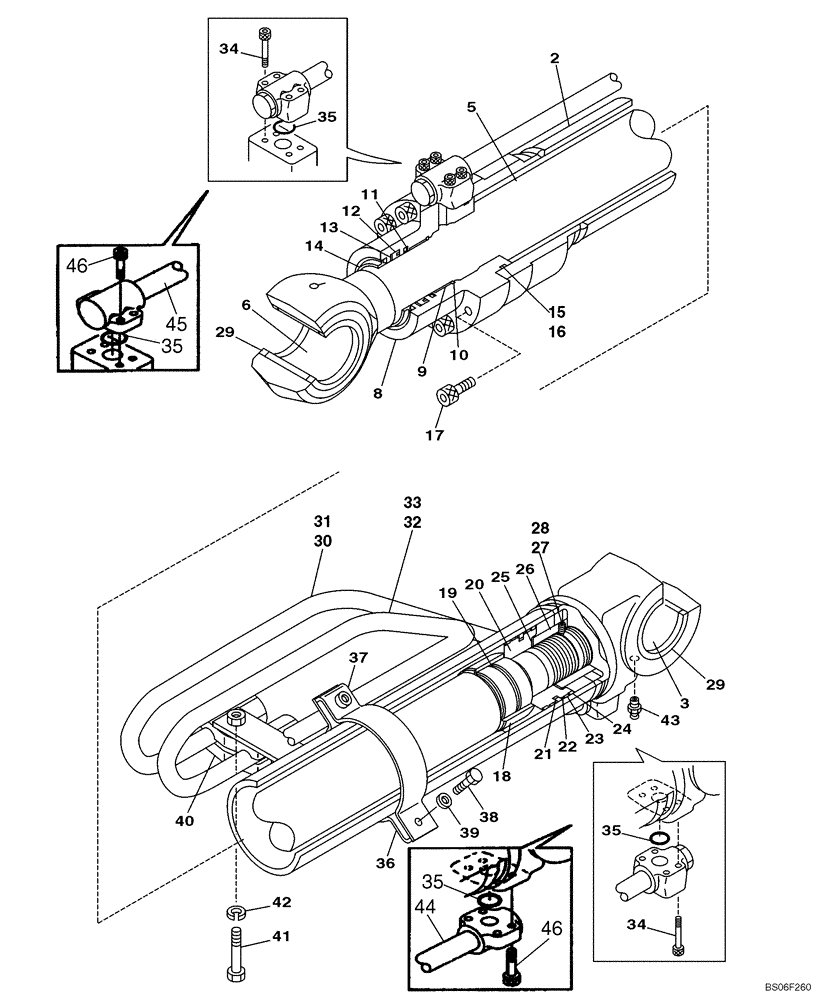 Схема запчастей Case CX290 - (08-85) - CYLINDER ASSY, BOOM, LEFT HAND - MODELS WITHOUT LOAD HOLD (08) - HYDRAULICS