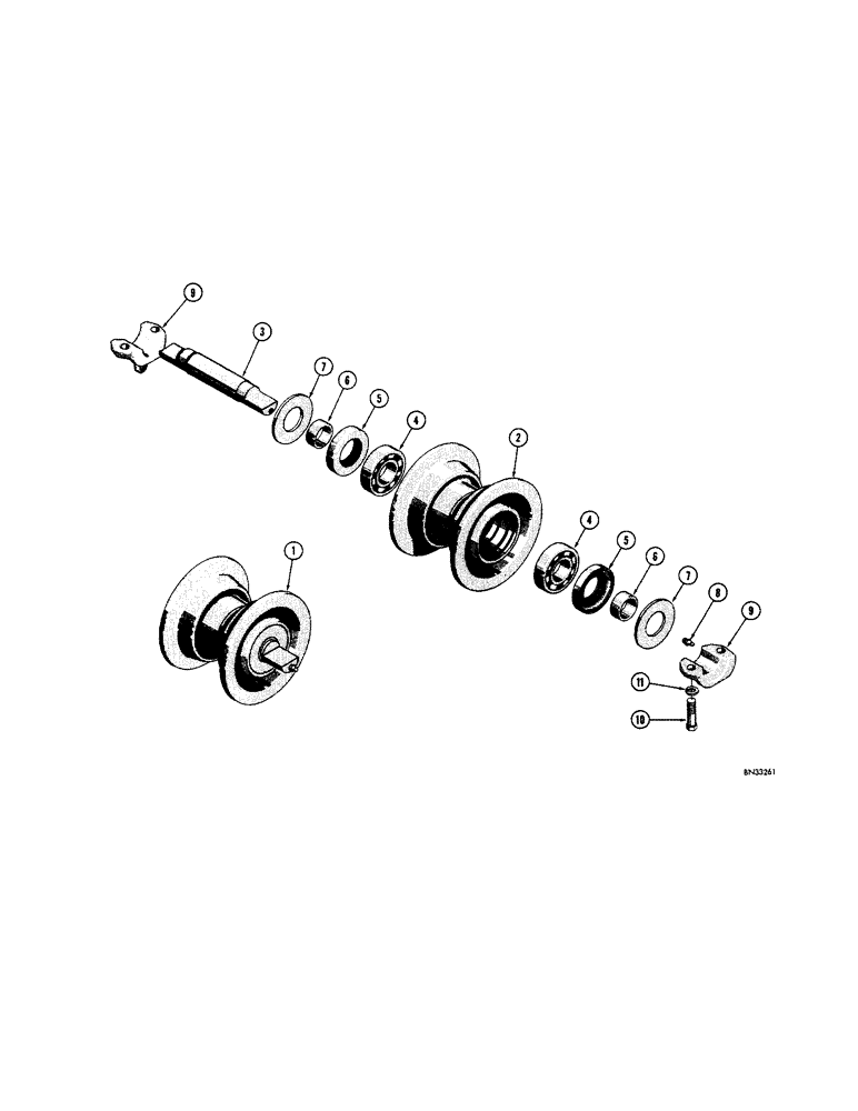 Схема запчастей Case 310F - (120[1]) - TRACK ROLLER (BACKHOE MODELS) (04) - UNDERCARRIAGE
