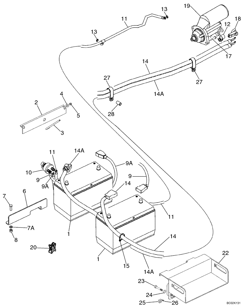 Схема запчастей Case 850K - (04-07) - BATTERY, DUAL - CAB (04) - ELECTRICAL SYSTEMS