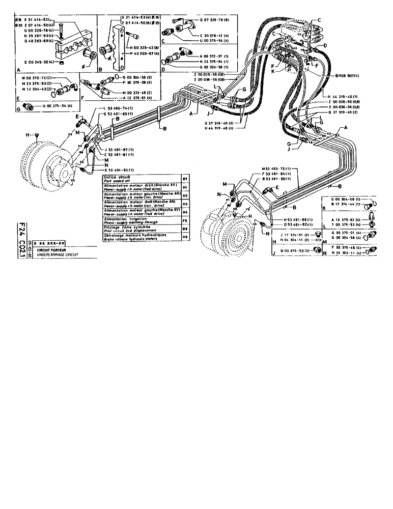 Схема запчастей Case 90BCL - (234) - UNDERCARRIAGE CIRCUIT (07) - HYDRAULIC SYSTEM