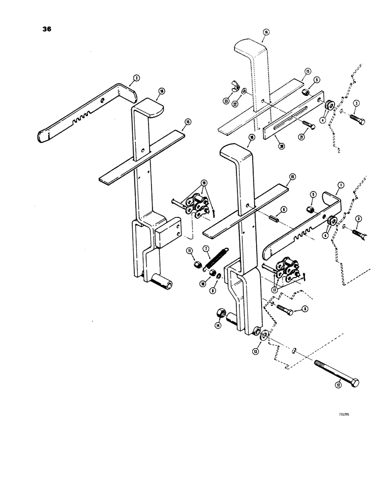 Схема запчастей Case 1816 - (36) - BRAKES, HAND (33) - BRAKES & CONTROLS