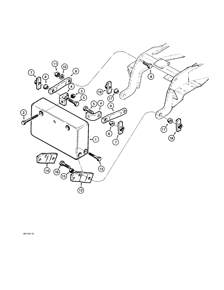 Схема запчастей Case 480F LL - (9-080) - REAR COUNTERWEIGHT, SINGLE - 1425 LBS. (09) - CHASSIS/ATTACHMENTS