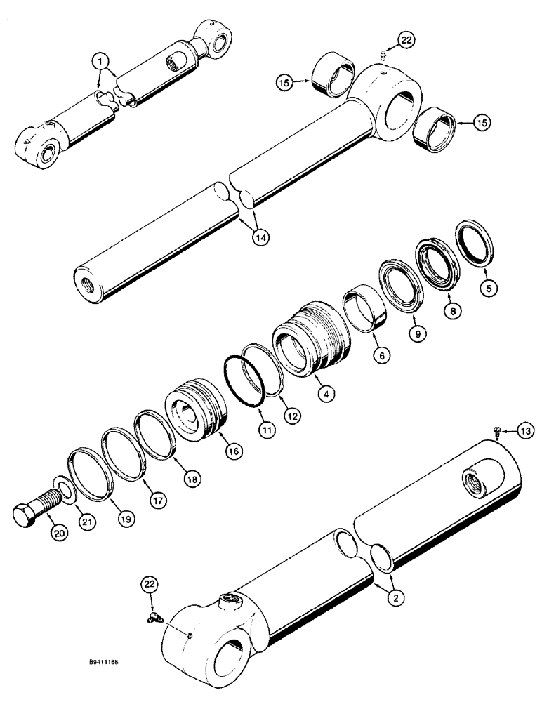 Схема запчастей Case 580L - (8-152) - BACKHOE BUCKET CYLINDER (08) - HYDRAULICS