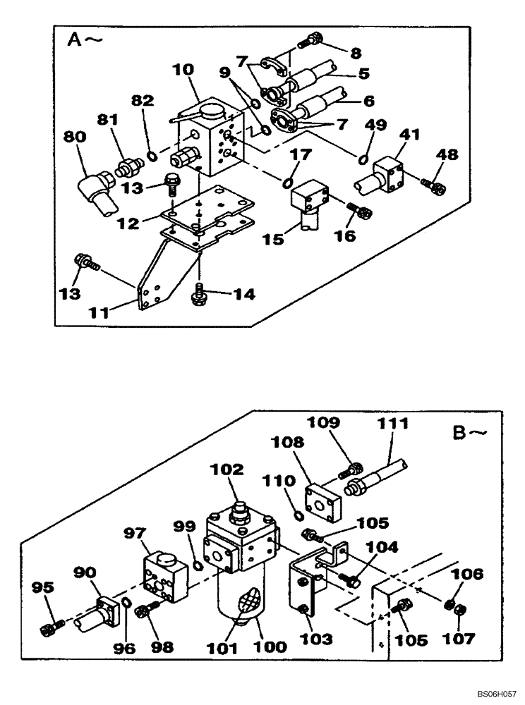 Схема запчастей Case CX210 - (08-61D) - HYDRAULICS, AUXILIARY - DOUBLE ACTING CIRCUIT, HAND OPERATED (08) - HYDRAULICS