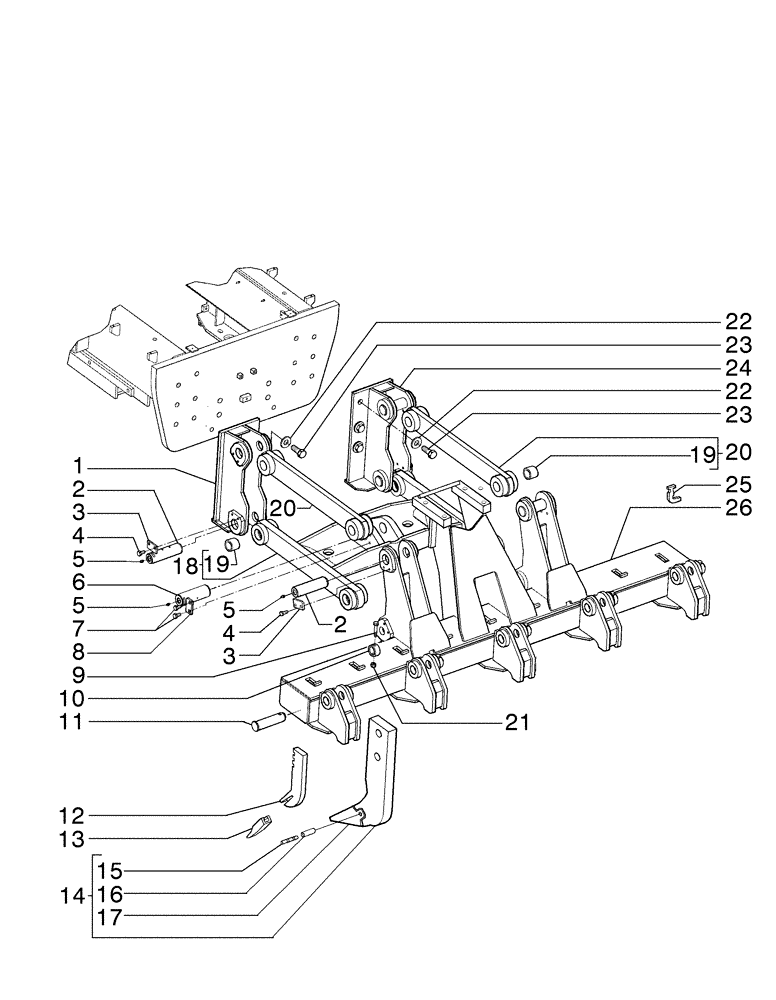 Схема запчастей Case 885B AWD - (09-24[03]) - RIPPER TOOL BAR AND LINKAGE (09) - CHASSIS/ATTACHMENTS
