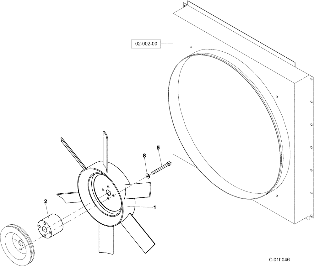 Схема запчастей Case SR20 - (02-001-02[01]) - VENTILATOR (01) - ENGINE