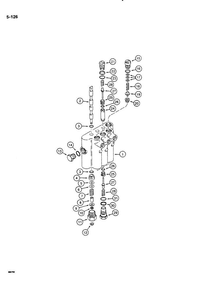 Схема запчастей Case DH4B - (5-126) - MONO-STICK STEERING CONTROL VALVE - THREE SPOOL (05) - STEERING