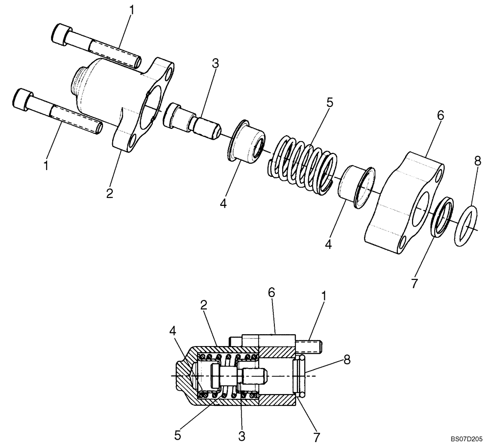 Схема запчастей Case 450CT - (08-25) - CONTROL VALVE - SPOOL END GROUP (08) - HYDRAULICS