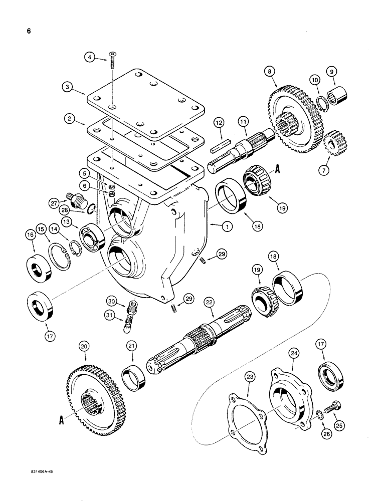 Схема запчастей Case CASE - (06) - H511105 GEARBOX 