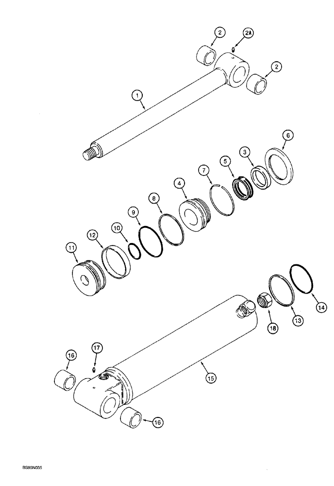 Схема запчастей Case 760 - (08-073A) - BACKHOE DIPPER CYLINDER, 138234A1 (35) - HYDRAULIC SYSTEMS