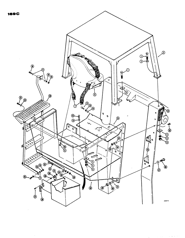 Схема запчастей Case W24 - (169C) - OPERATORS COMPARTMENT AND LADDER, MODELS WITH ROLLOVER PROTECTION (09) - CHASSIS