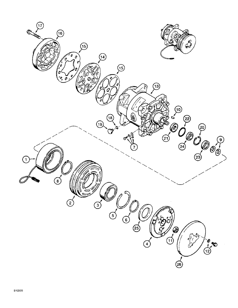 Схема запчастей Case 821B - (9-092) - AIR CONDITIONING COMPRESSOR ASSEMBLY, PRIOR TO P.I.N. (09) - CHASSIS/ATTACHMENTS