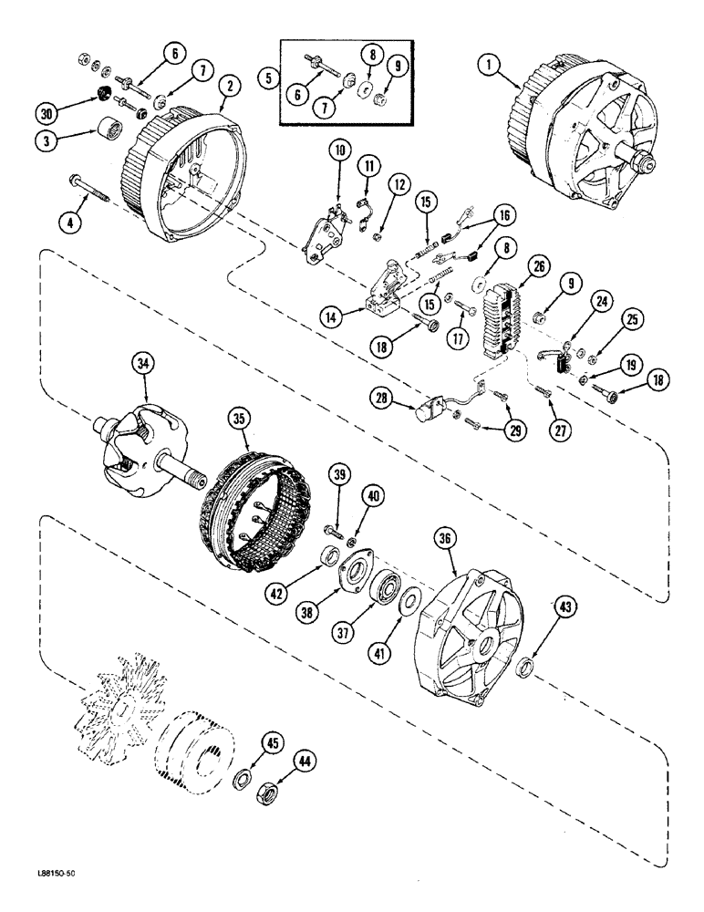 Схема запчастей Case W36 - (3-82) - L59901 ALTERNATOR, 40 AMPERE - 24 VOLT (03) - FUEL SYSTEM