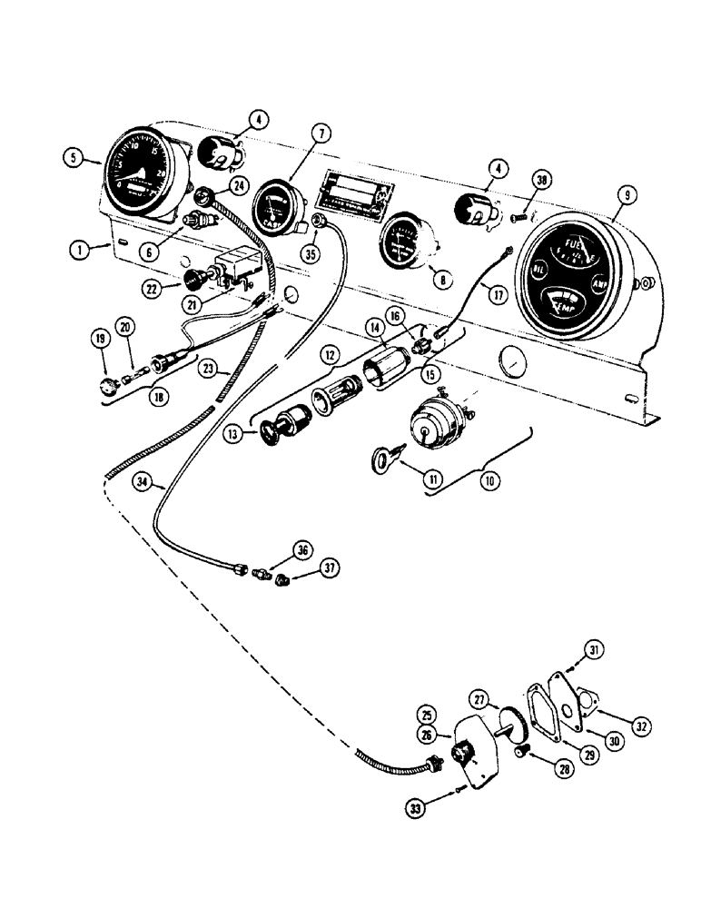 Схема запчастей Case W5A - (072) - INSTRUMENT PANEL AND INSTRUMENTS (04) - ELECTRICAL SYSTEMS