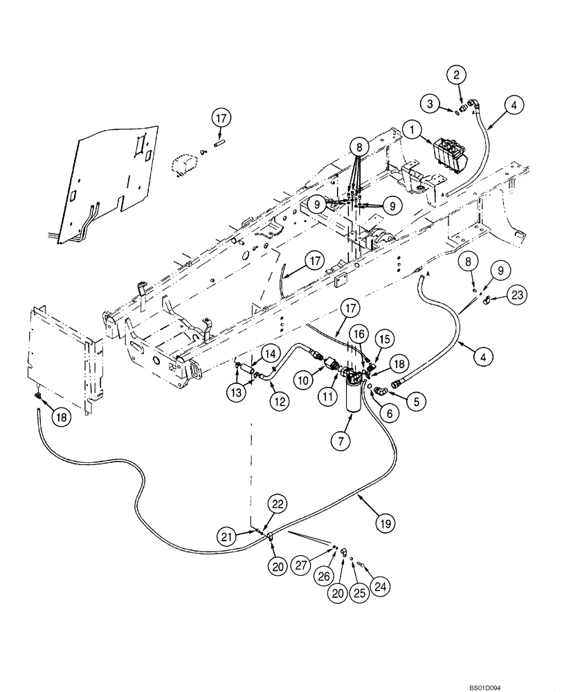 Схема запчастей Case 585G - (08-01) - HYDRAULICS - RETURN LINES (08) - HYDRAULICS