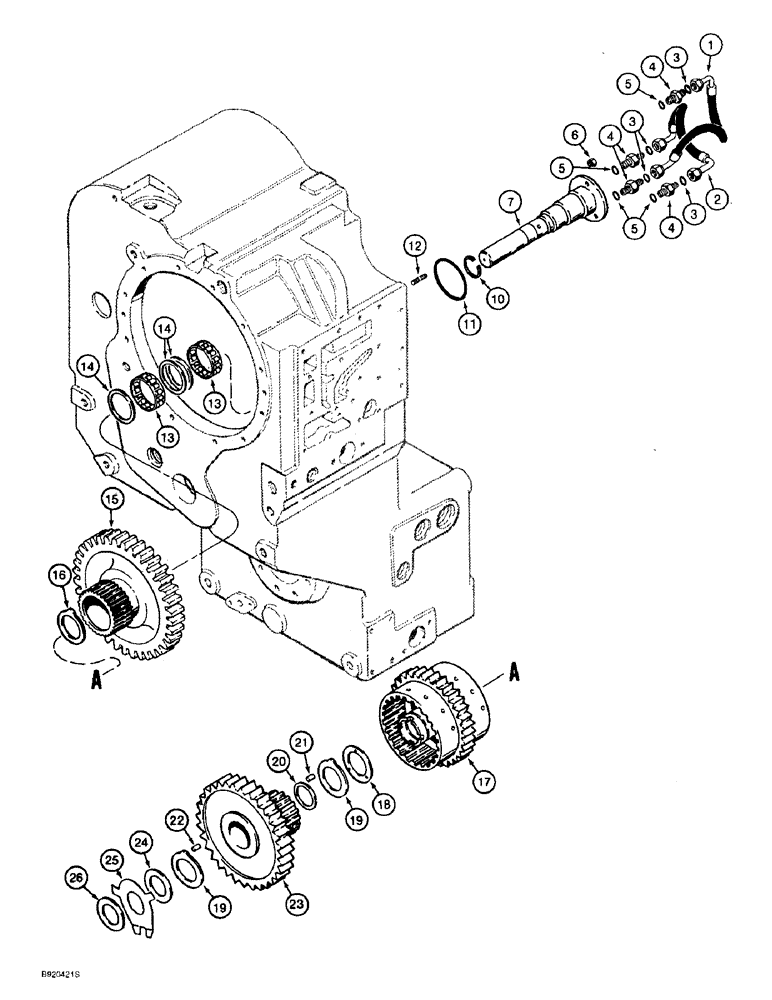 Схема запчастей Case 821B - (6-22) - TRANSMISSION ASSEMBLY, REVERSE AND SECOND CLUTCHES (06) - POWER TRAIN
