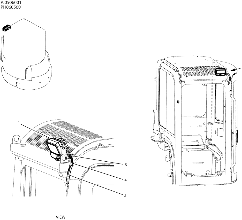 Схема запчастей Case CX50B - (01-064) - LIGHT INSTAL (CAB) (55) - ELECTRICAL SYSTEMS