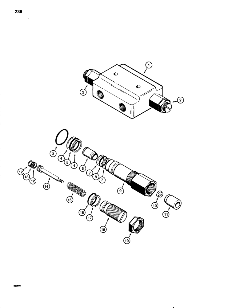 Схема запчастей Case 1080 - (238) - SWING CROSSOVER RELIEF VALVE (35) - HYDRAULIC SYSTEMS