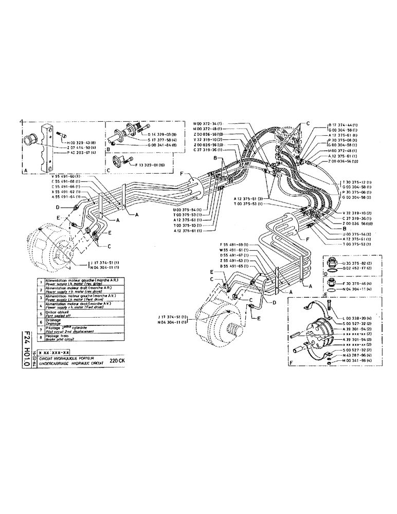 Схема запчастей Case 220 - (B-055) - UNDERCARRIAGE HYDRAULIC CIRCUIT (07) - HYDRAULIC SYSTEM