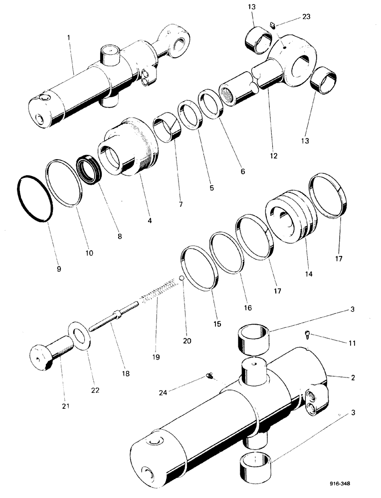 Схема запчастей Case 580F - (197A) - AXIAL BACKHOE SWING CYLINDERS (35) - HYDRAULIC SYSTEMS