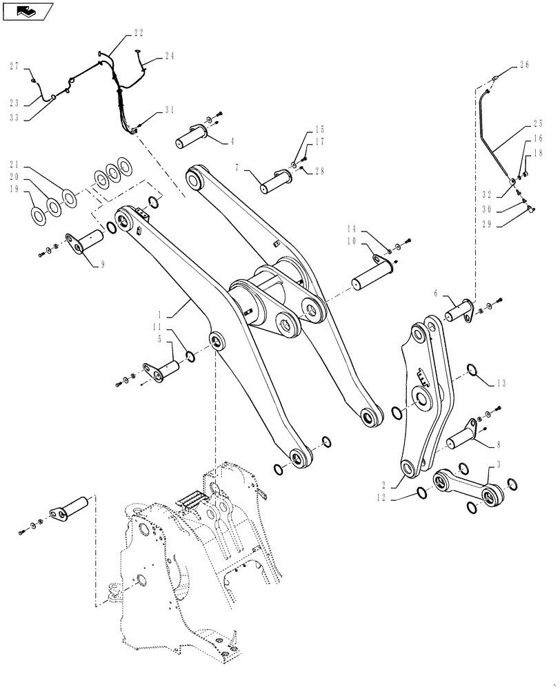 Схема запчастей Case 1021F - (39.105.01) - LIFT ARM INSTALLATION- Z BAR AND XR/LR (39) - FRAMES AND BALLASTING