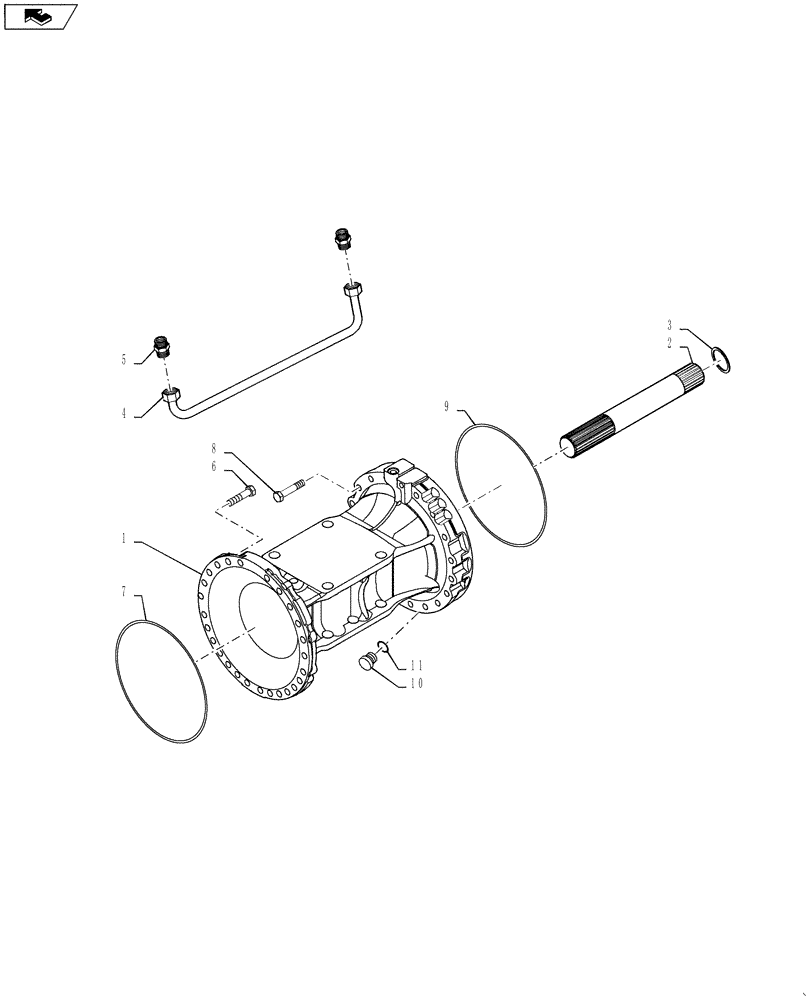 Схема запчастей Case 1021F - (44.101.02) - FRONT AXLE HOUSING, LOCK AXLE (25) - FRONT AXLE SYSTEM