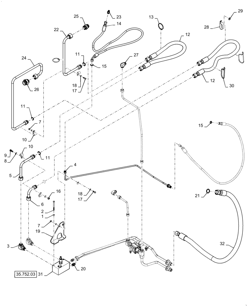 Схема запчастей Case 1121G - (35.526.010[02]) - COOLING FAN RELIEF VALVE INSTALLATION (35) - HYDRAULIC SYSTEMS