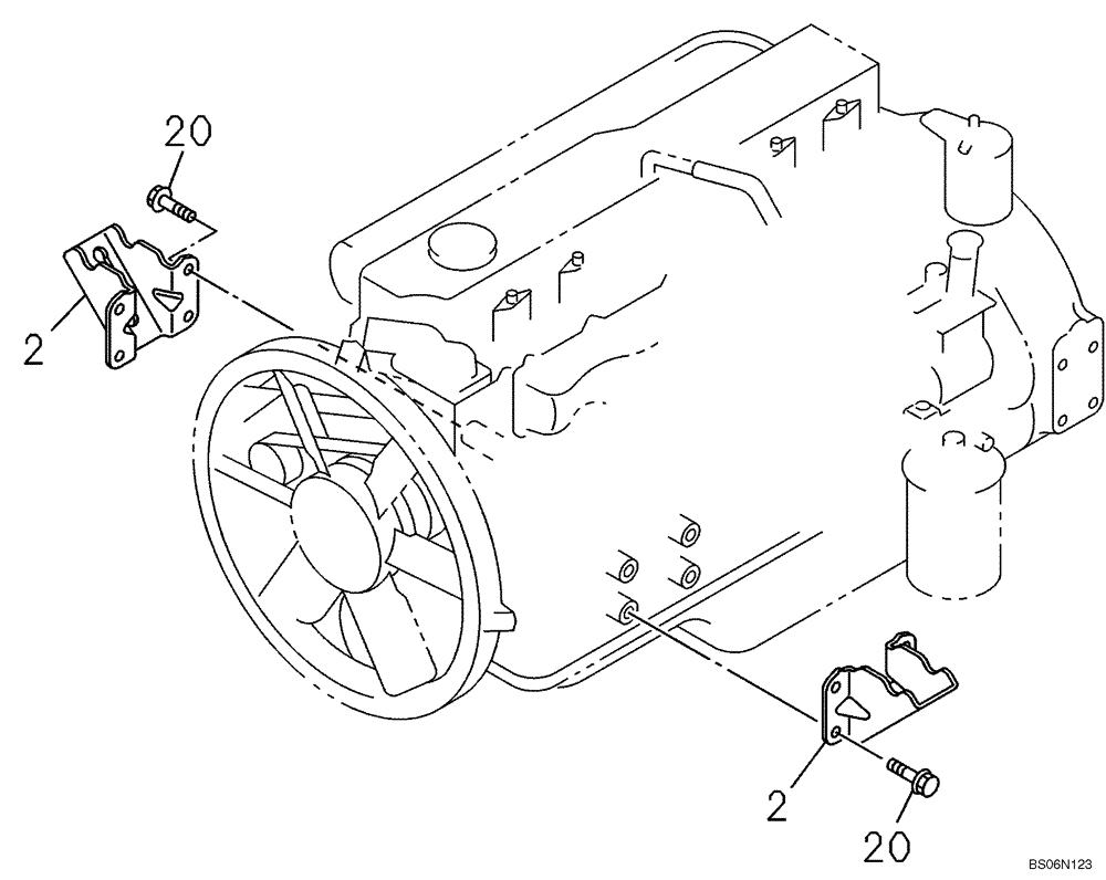 Схема запчастей Case CX290B - (02-18) - ENGINE MOUNTING (02) - ENGINE