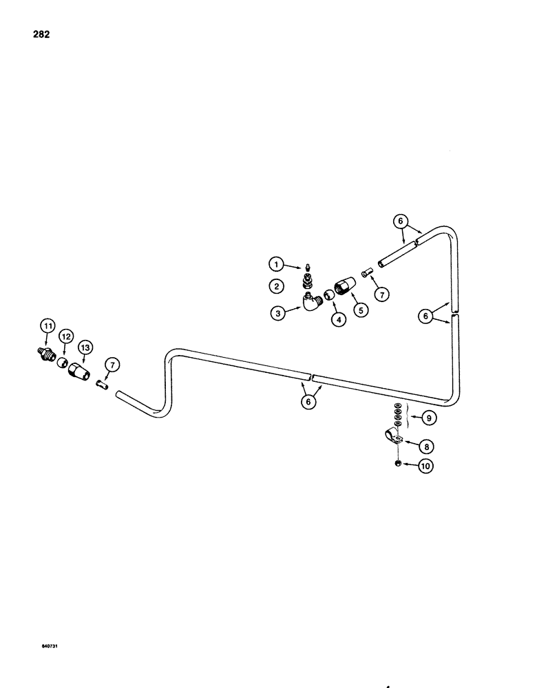 Схема запчастей Case 1080 - (282) - TURNTABLE BEARING LUBRICATION LINE (39) - FRAMES AND BALLASTING