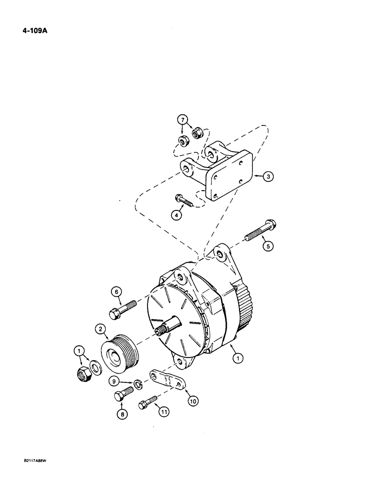 Схема запчастей Case W36 - (4-109A) - 65 AMPERE ALTERNATOR (04) - ELECTRICAL SYSTEMS