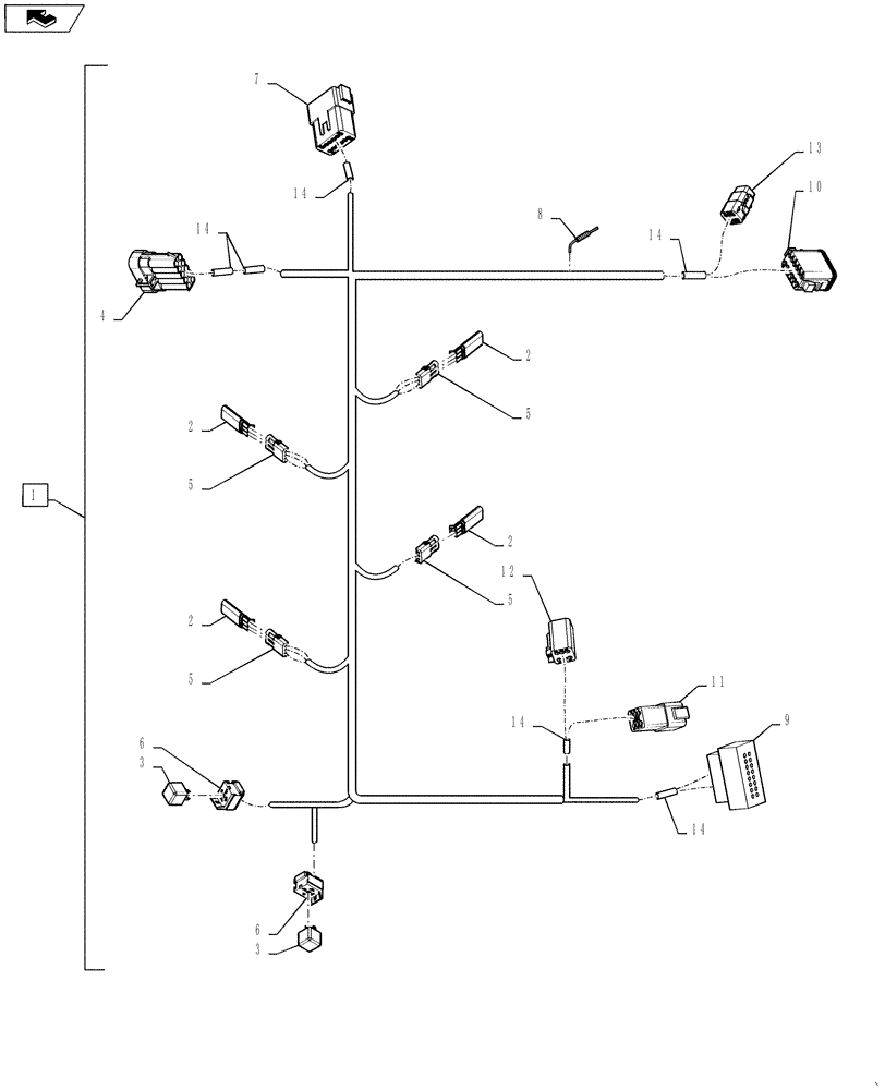 Схема запчастей Case 521F - (55.512.05) - JOYSTICK WIRE HARNESS ASSEMBLY, CAB (55) - ELECTRICAL SYSTEMS