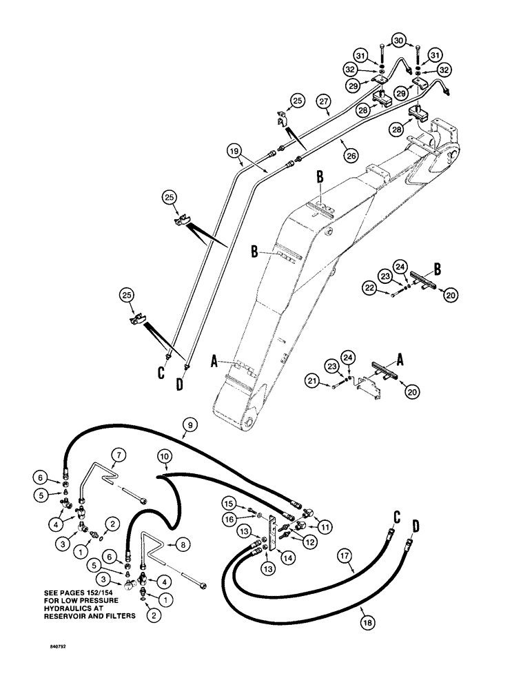 Схема запчастей Case 1187 - (180) - ROTARY CUTTER HYDRAULIC CIRCUIT, TUBES AT BOOM (07) - HYDRAULIC SYSTEM