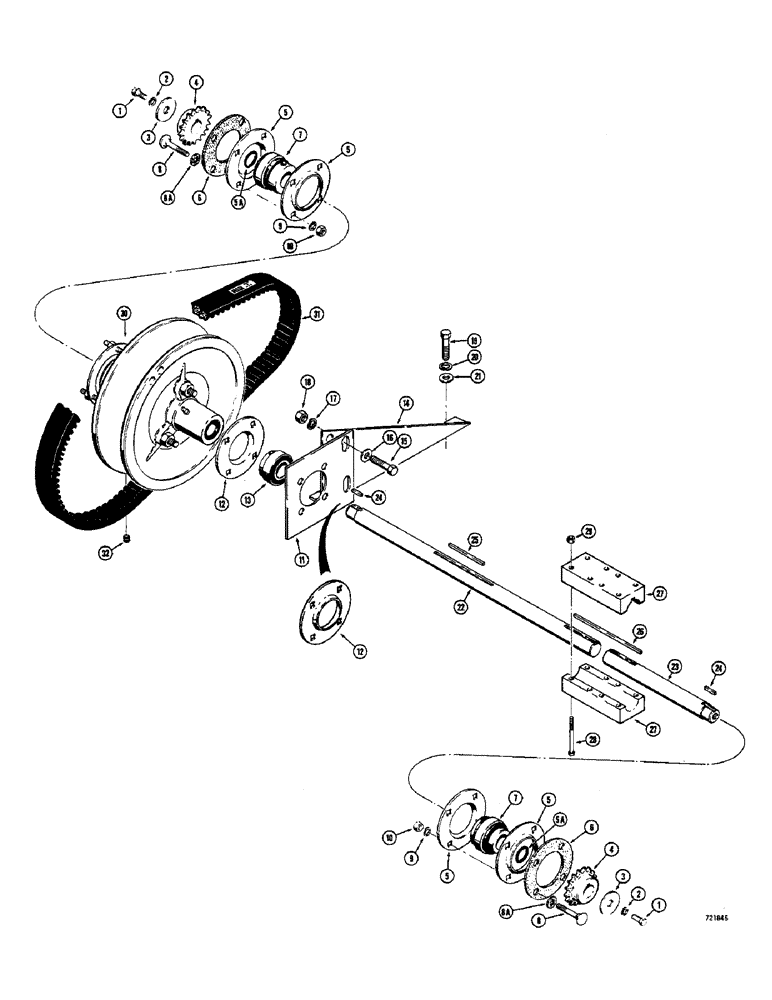Схема запчастей Case 1530 - (035A) - JACKSHAFT & BEARINGS MODELS W/O BRAKES, S/N 9818936 & AFTER MODELS W/ BRAKES, S/N 9818849 & AFTER (06) - POWER TRAIN