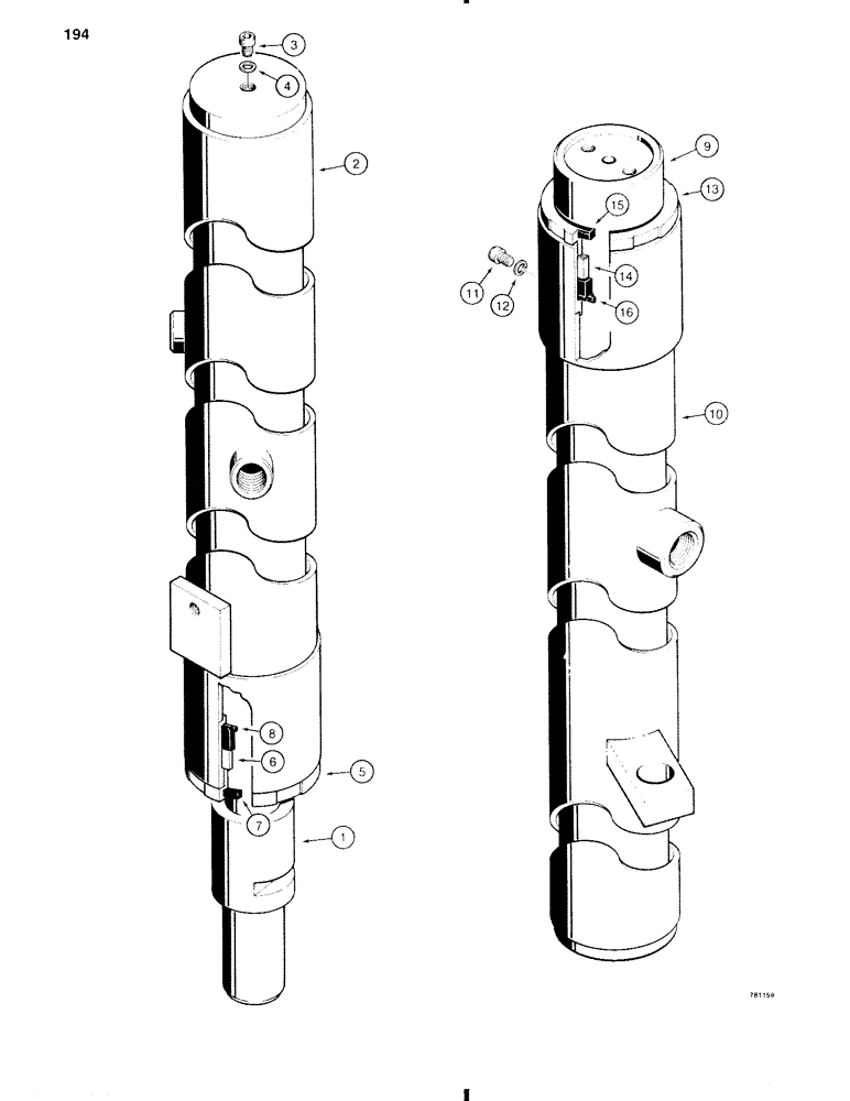 Схема запчастей Case 584C - (194) - FREE LIFT MAST LIFT CYLINDERS, USED ON MAST SERIAL NUMBER 44121 AND AFTER (35) - HYDRAULIC SYSTEMS