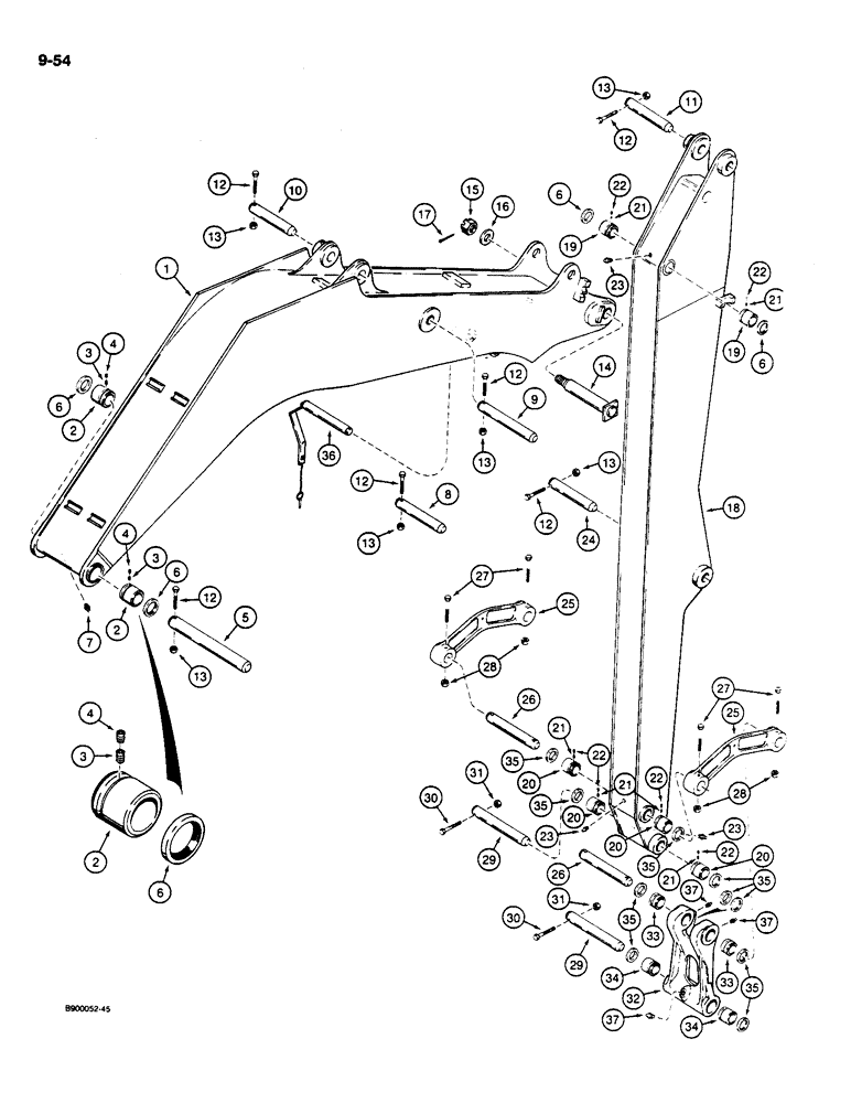 Схема запчастей Case 1085C - (9-054) - EXCAVATING BOOM AND ARM, WITH RIGID ARM (09) - CHASSIS/ATTACHMENTS