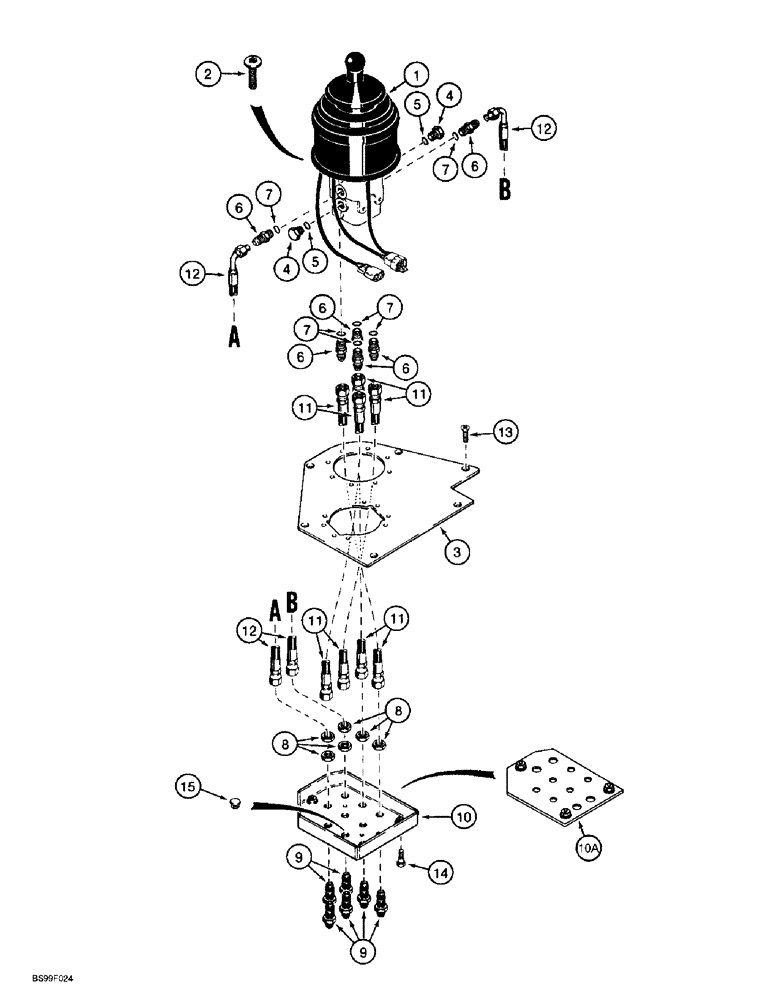 Схема запчастей Case 621B - (8-62) - REMOTE LOADER CONTROL CIRCUIT, SINGLE LEVER WITH TWO SPOOL VALVE (08) - HYDRAULICS