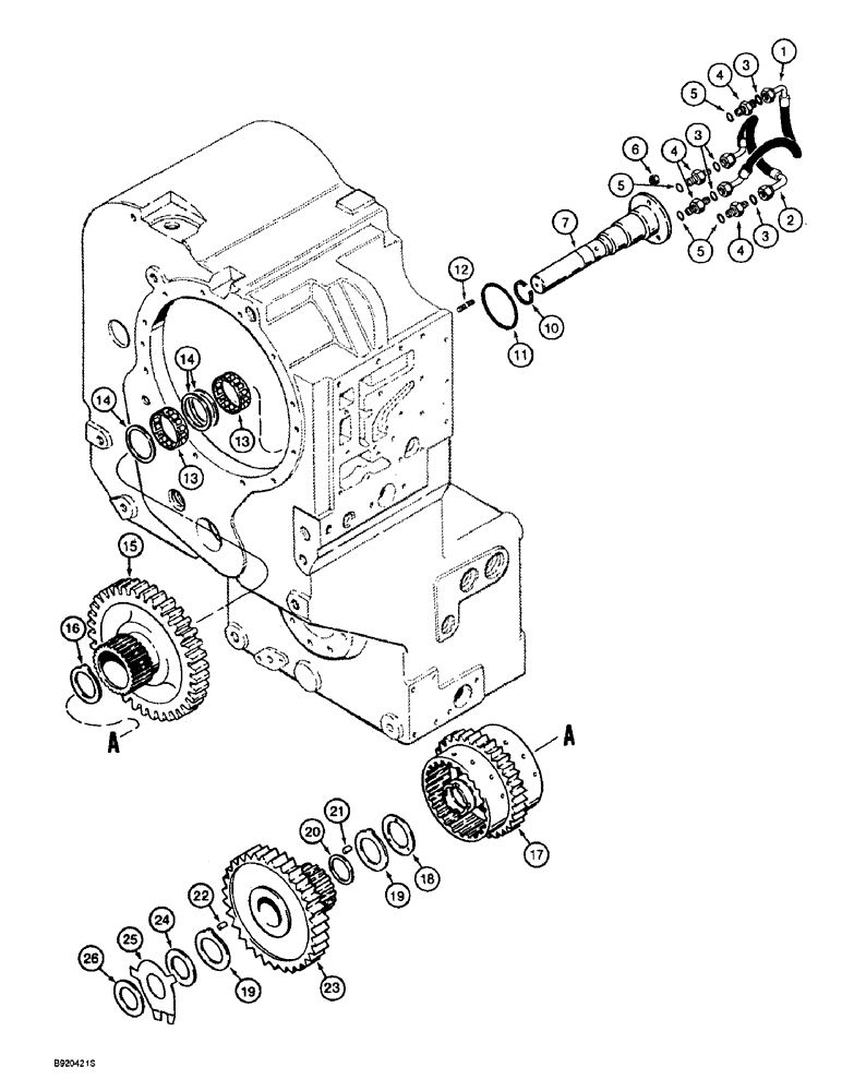 Схема запчастей Case 721B - (6-18) - TRANSMISSION ASSEMBLY, REVERSE AND SECOND CLUTCHES (06) - POWER TRAIN